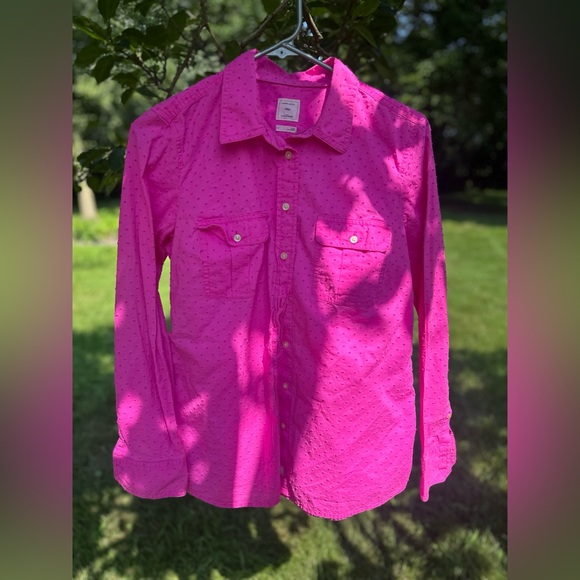 GAP Other - GAP | Women's Fitted boyfriend swiss dot shirt button down | Neon Pink | Small